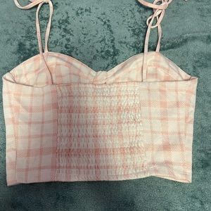 Pink and white strip string crop top